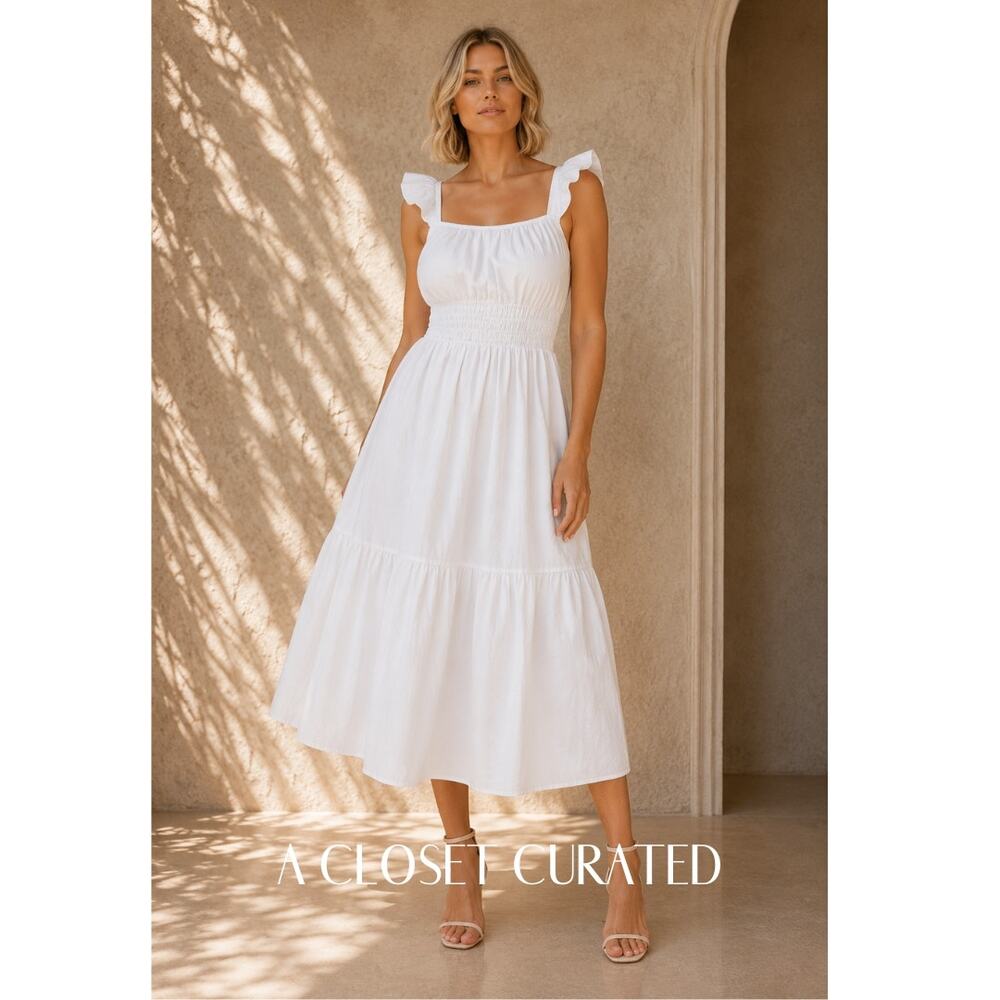 Anthropologie Square Neck A Line Midi Dress